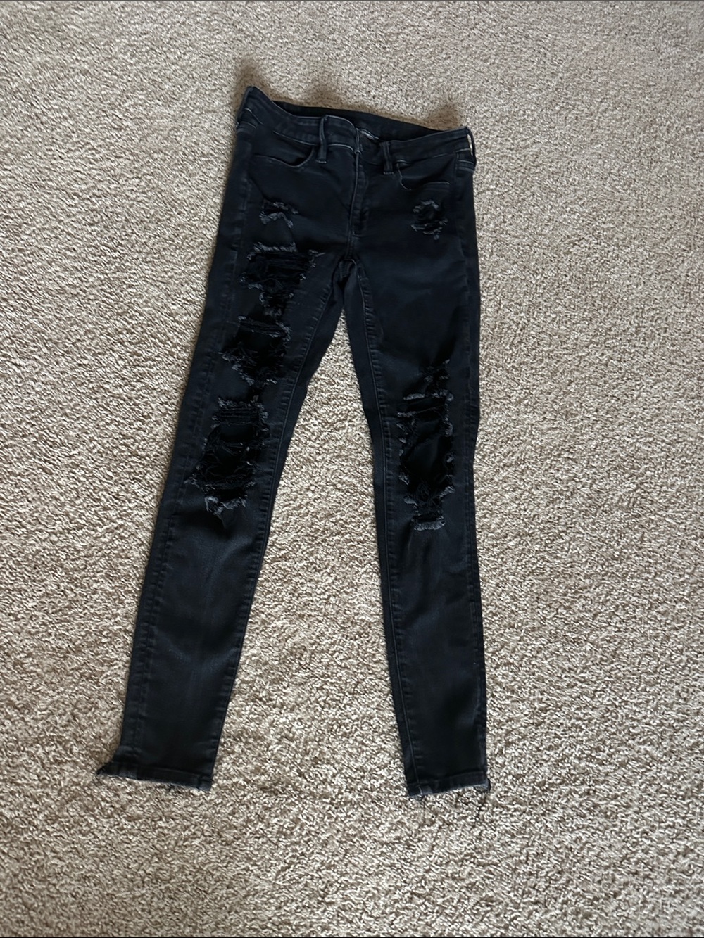 American Eagle Outfitters Black Ripped Skinny Jeans